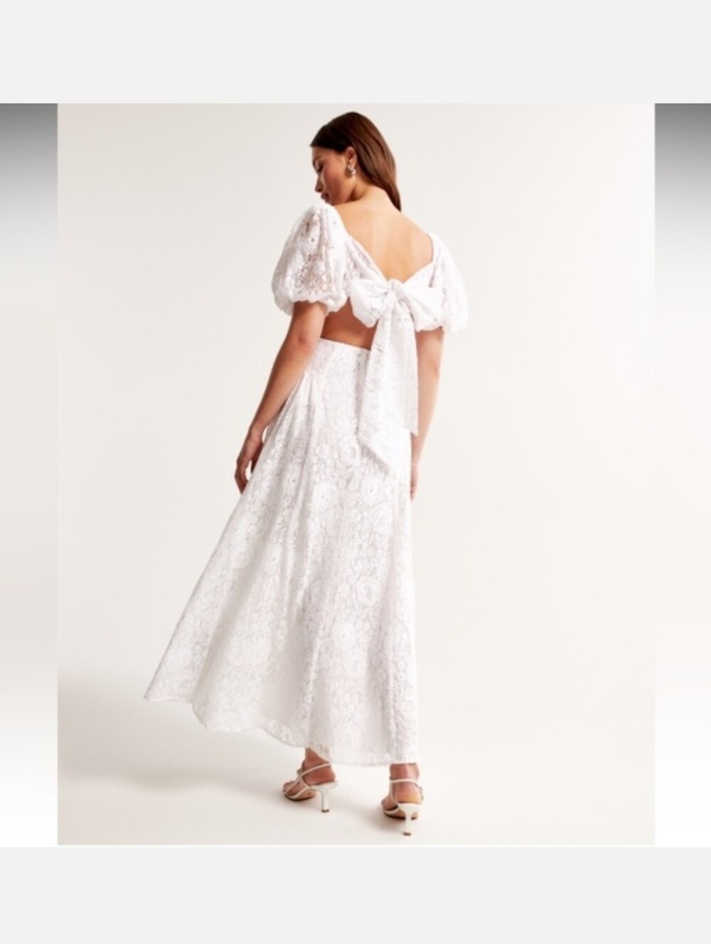 NWT Abercrombie Lace Cutout Maxi Dress With Sweetheart Neckline And Puff Sleeve - Picture 12 of 14